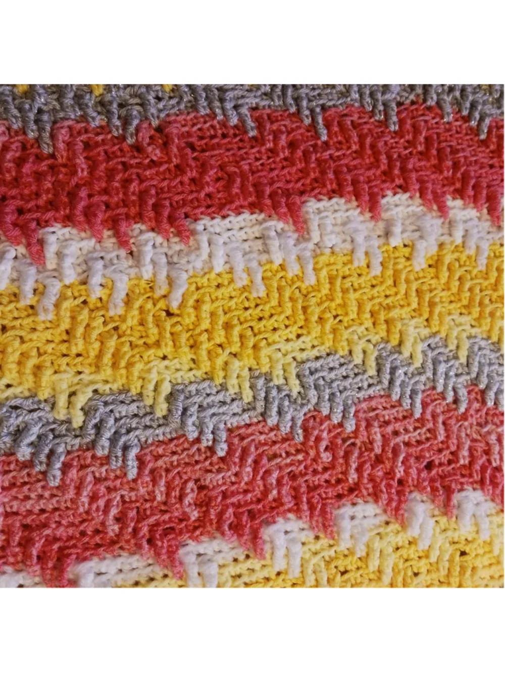 Vintage Granny Silver Pink Yellow Afghan Throw 4'X3'